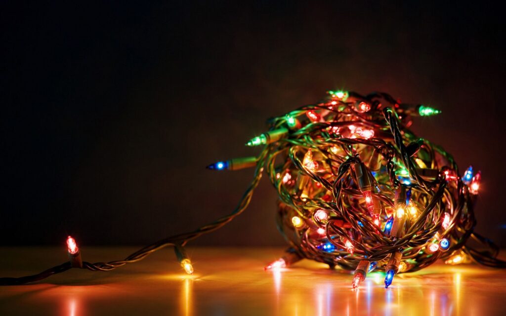 A tangled ball of Christmas lights A tangled ball of Christmas lights