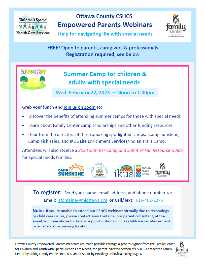 Parent Webinar – Summer Camp for Children & Adults with Special Needs