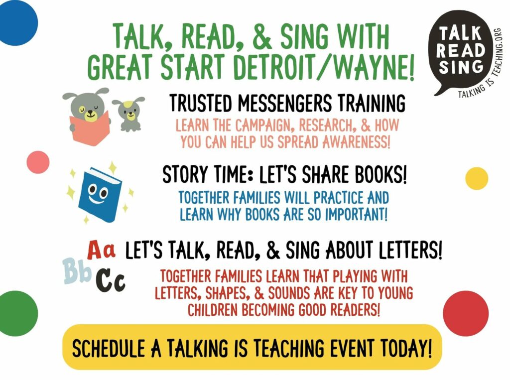 TALK READ & SING WITH GREAT START DETROIT/WAYNE! - Autism Alliance of  Michigan